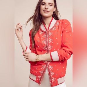 NWT Anthropologie Conditions Apply Arabella Embroidered Bomber Jacket Size Small